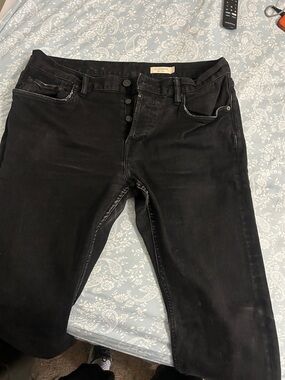 AllSaints Black Relaxed Men’s Jeans — Button Fly